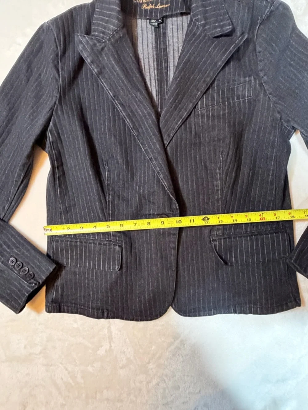 Lauren Jeans Co. Ralph Lauren Black Pinstripe Denim Jacket - 1 of 2 Piece Set - Picture 9 of 13